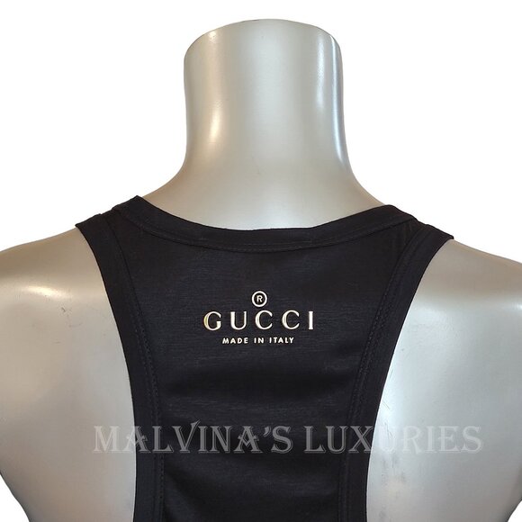 GUCCI TOP RACERBACK TANK LOGO TRADEMARK AND WEB DETAIL MODAL XL EXTRA LARGE - Picture 6 of 11